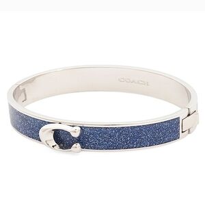 Coach Silver and Blue Sparkle Enamel Bangle Bracelet NWT